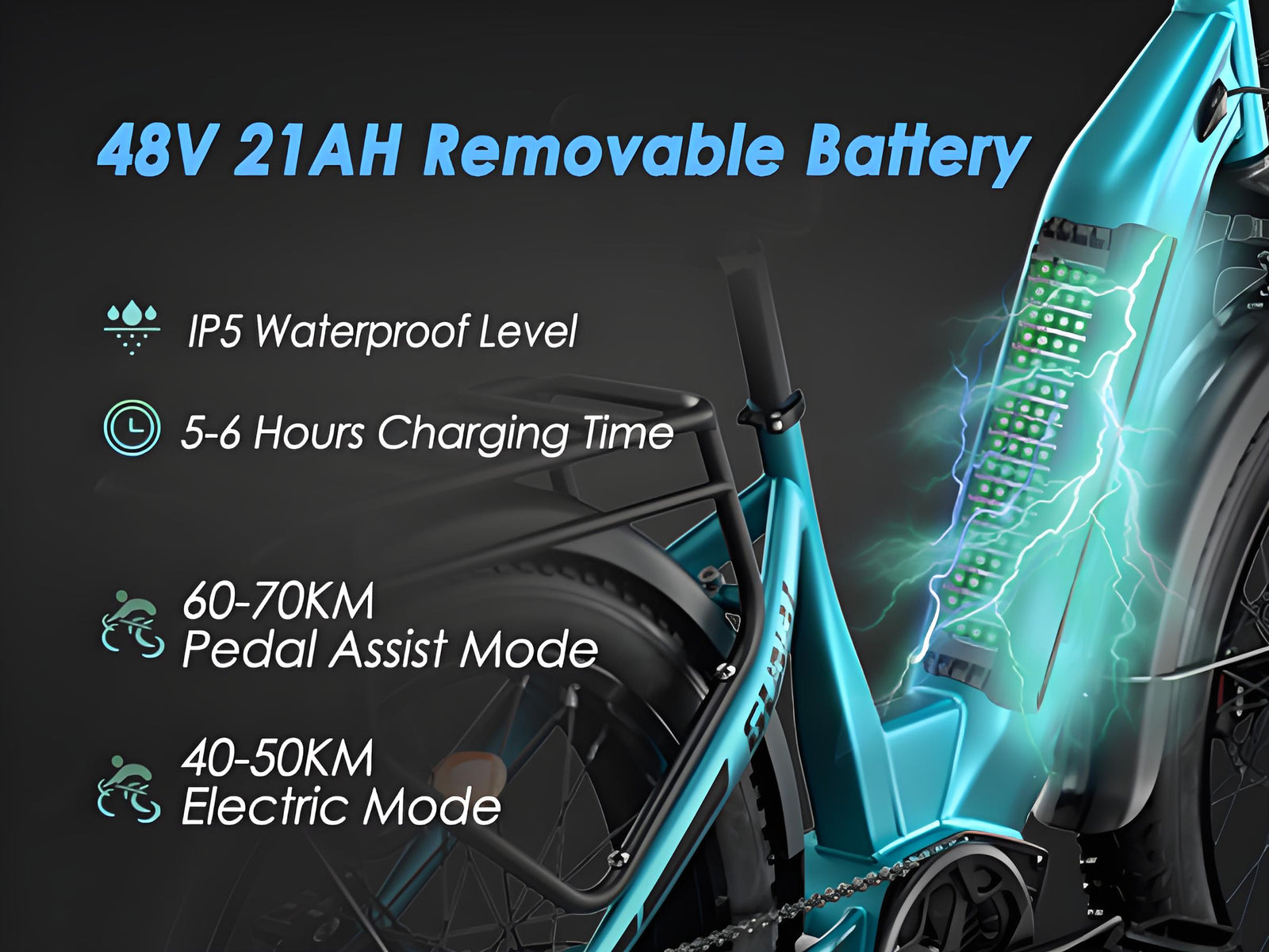GUNAl-V Electric Bike forAdults 1000w 48V21AH Up to50km/h 70KM Range