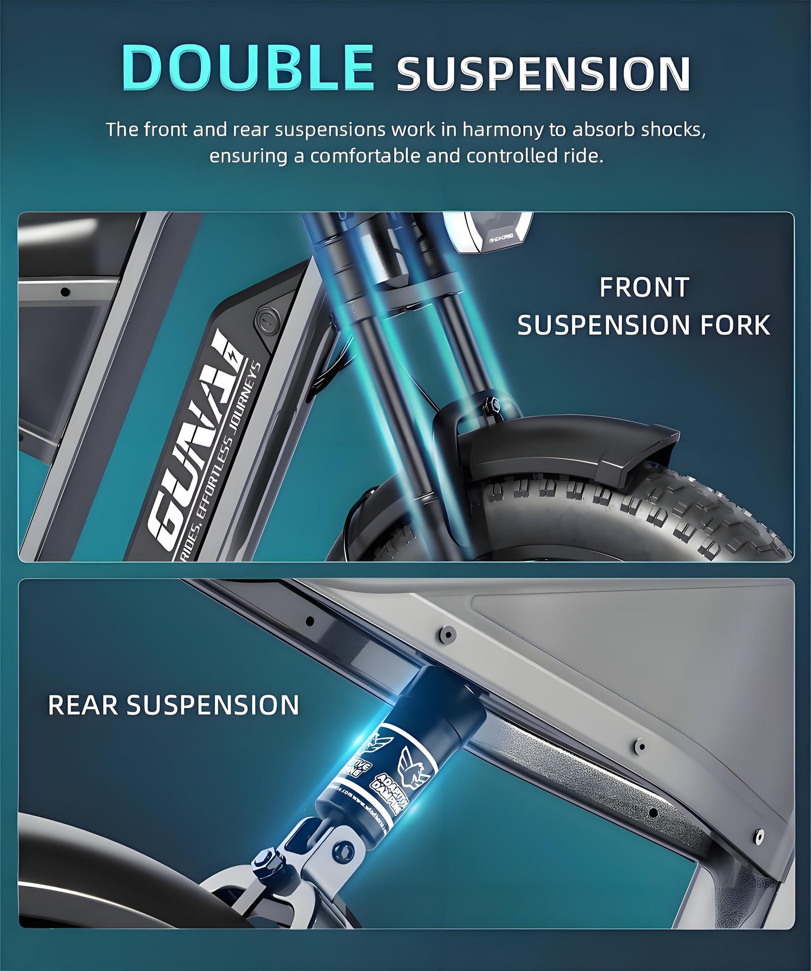 2.GUNAI-Y Moped Electric Bike for Adults 20 Inch Off-Road Dirt Electric Mountain Bike with 48V18AH Lithium-Ion Battery, 7-Speed Full Suspension 80-100KM Range