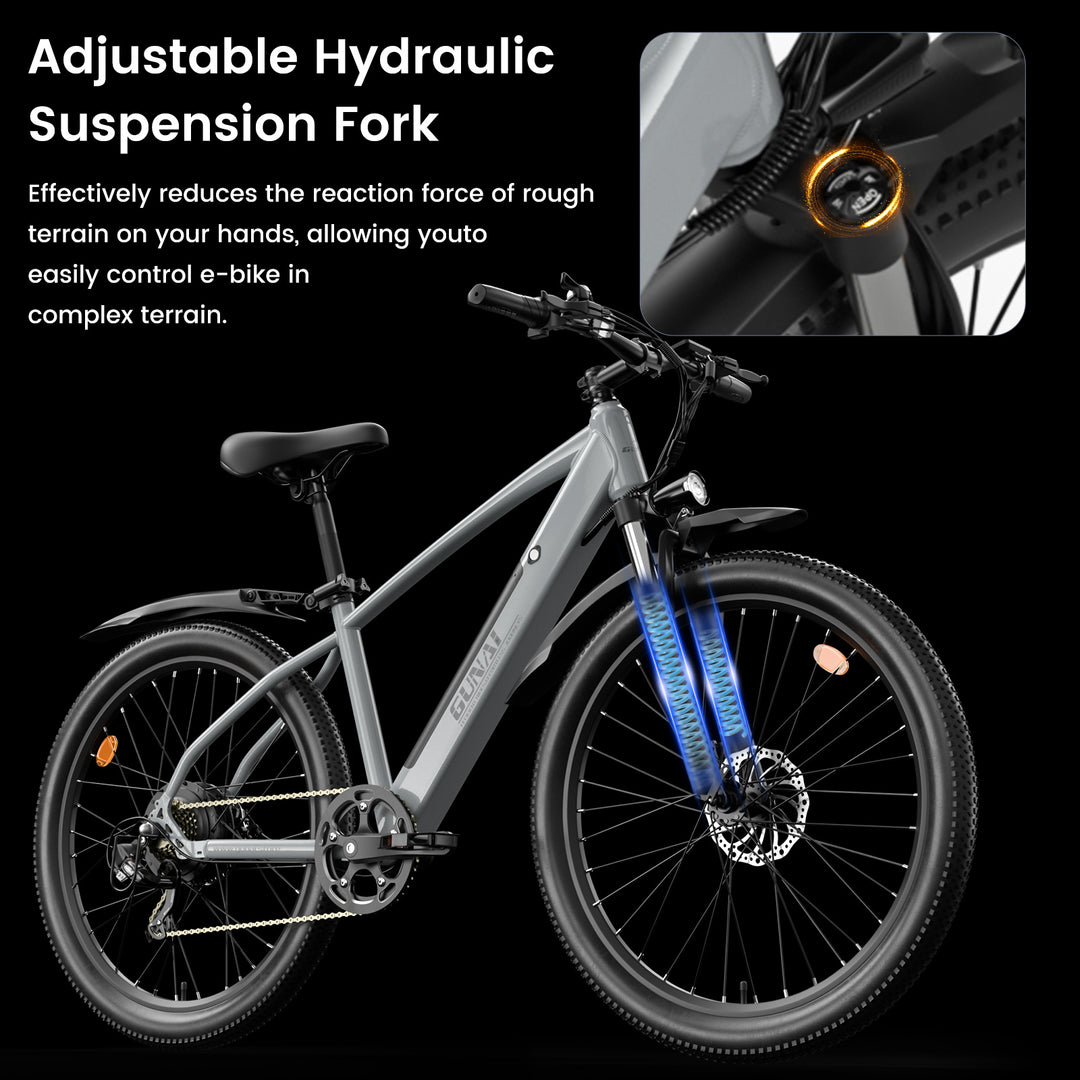 GUNAI GN27 electric bike, powerful 750W 48V 10.4Ah battery torque sensor 27.5 inch tyres, maximum speed of 35 km/h, maximum range of 70km