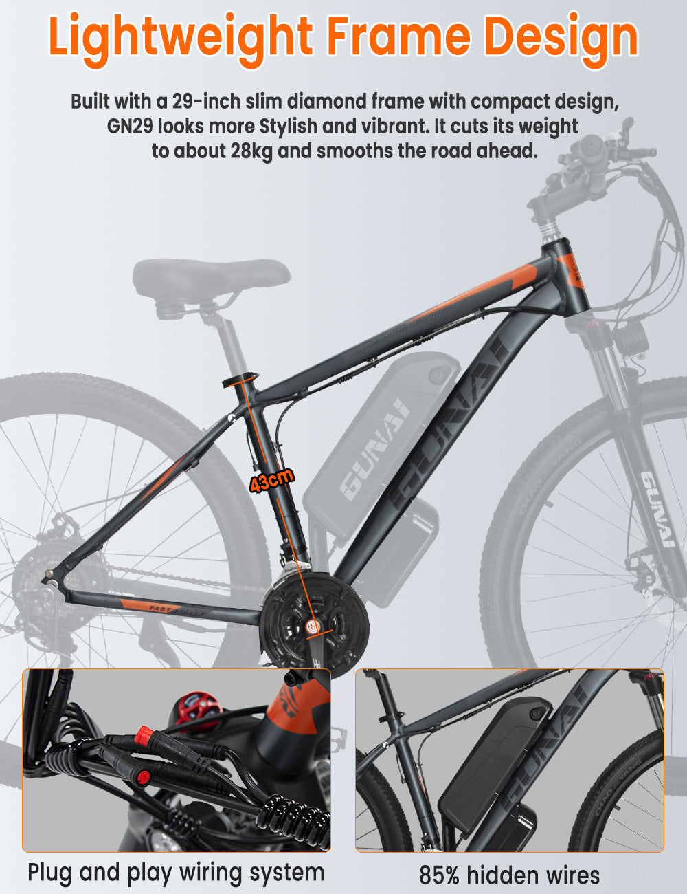 GUNAI GN29 electric bike,e bikes,eco bike electric,bike mountain electric,Off-road e bikes, High range electric bicycle，