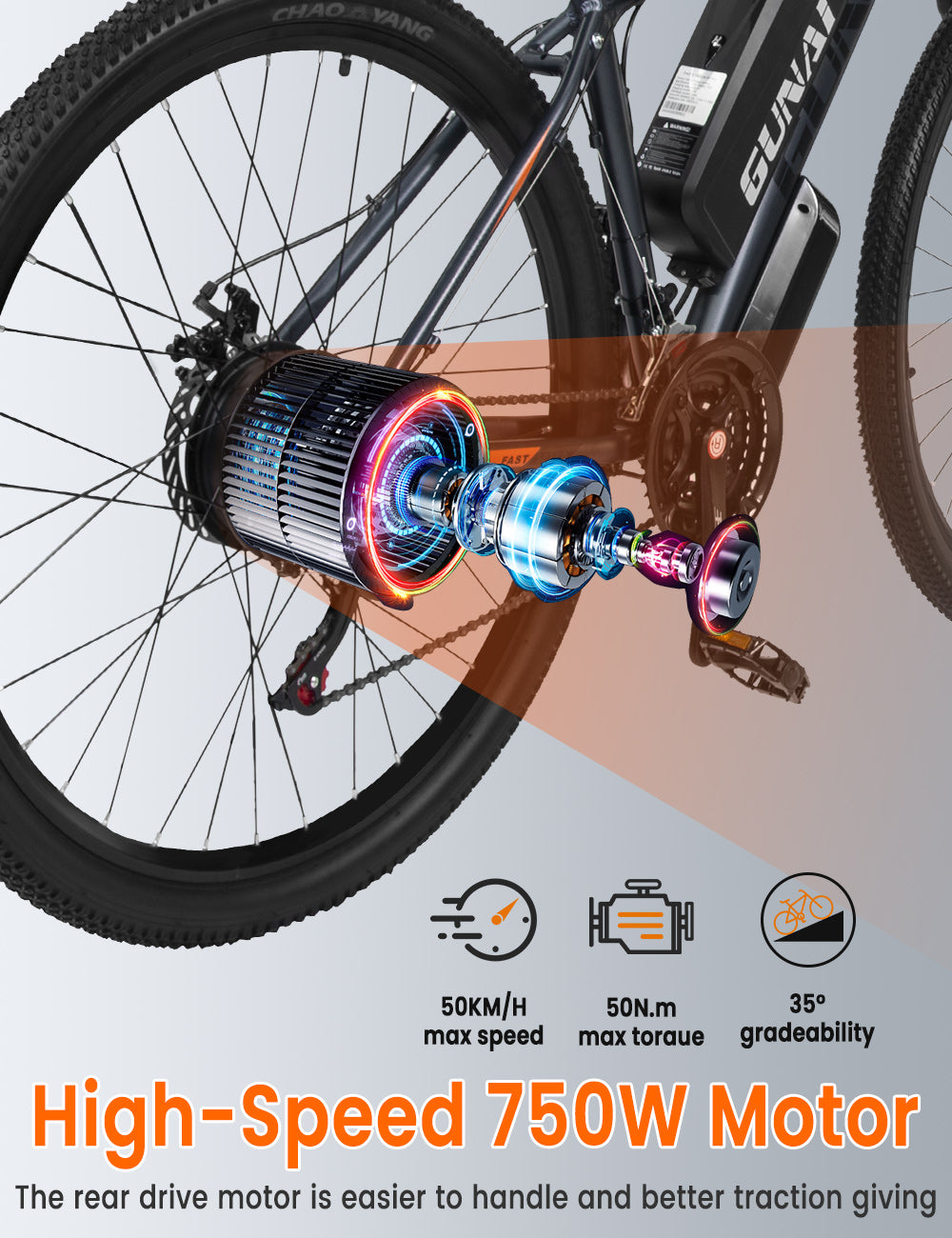 GUNAI GN29 Electric Bike for Adult 29 Inch with 750W Motor 48V 15AH Electric Mountain Bike 21 Speed