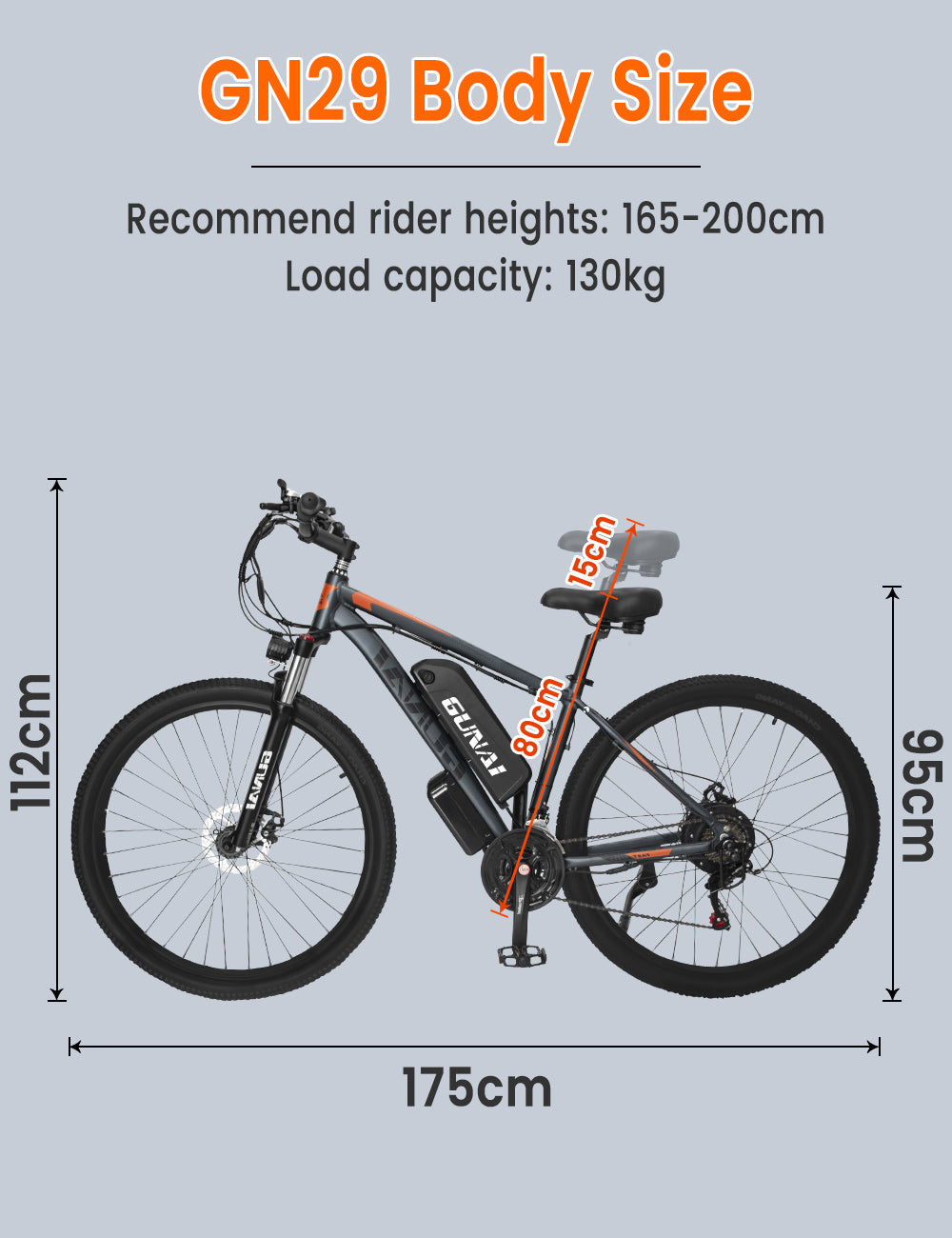 GUNAI GN29 Electric Bike for Adult 29 Inch with 750W Motor 48V 15AH Electric Mountain Bike 21 Speed