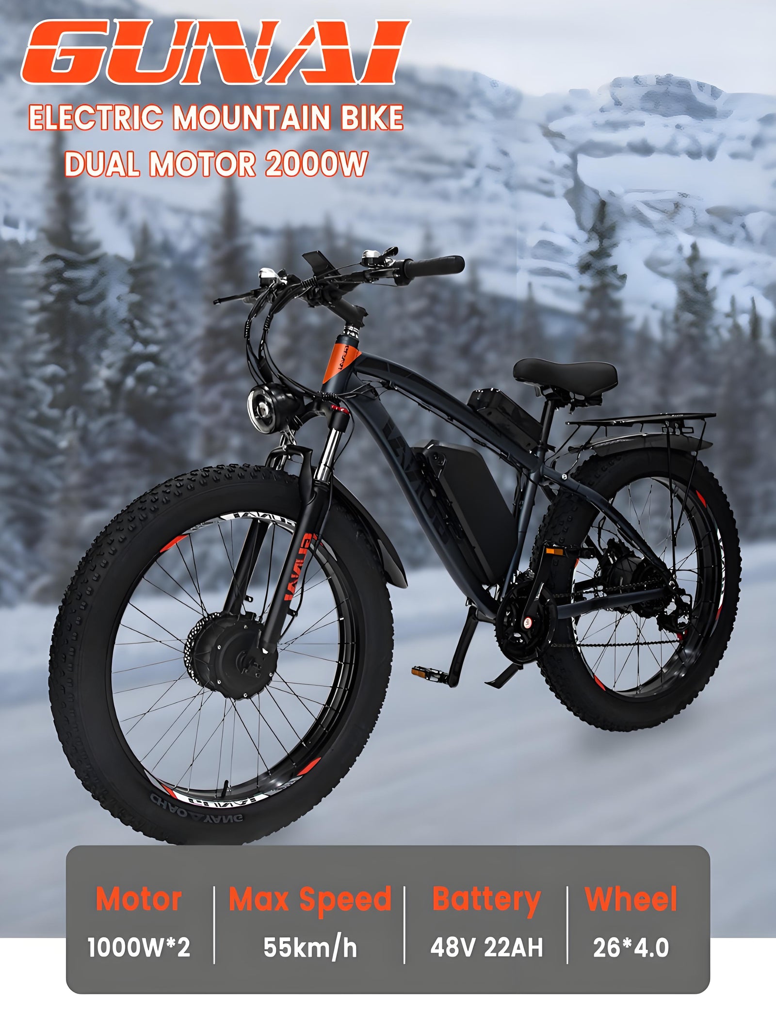 GUNAI GN88 electric bike,e bikes,eco bike electric,bike mountain electric,Off-road e bikes, High range electric bicycle，Fat tyre electric mountain bike  