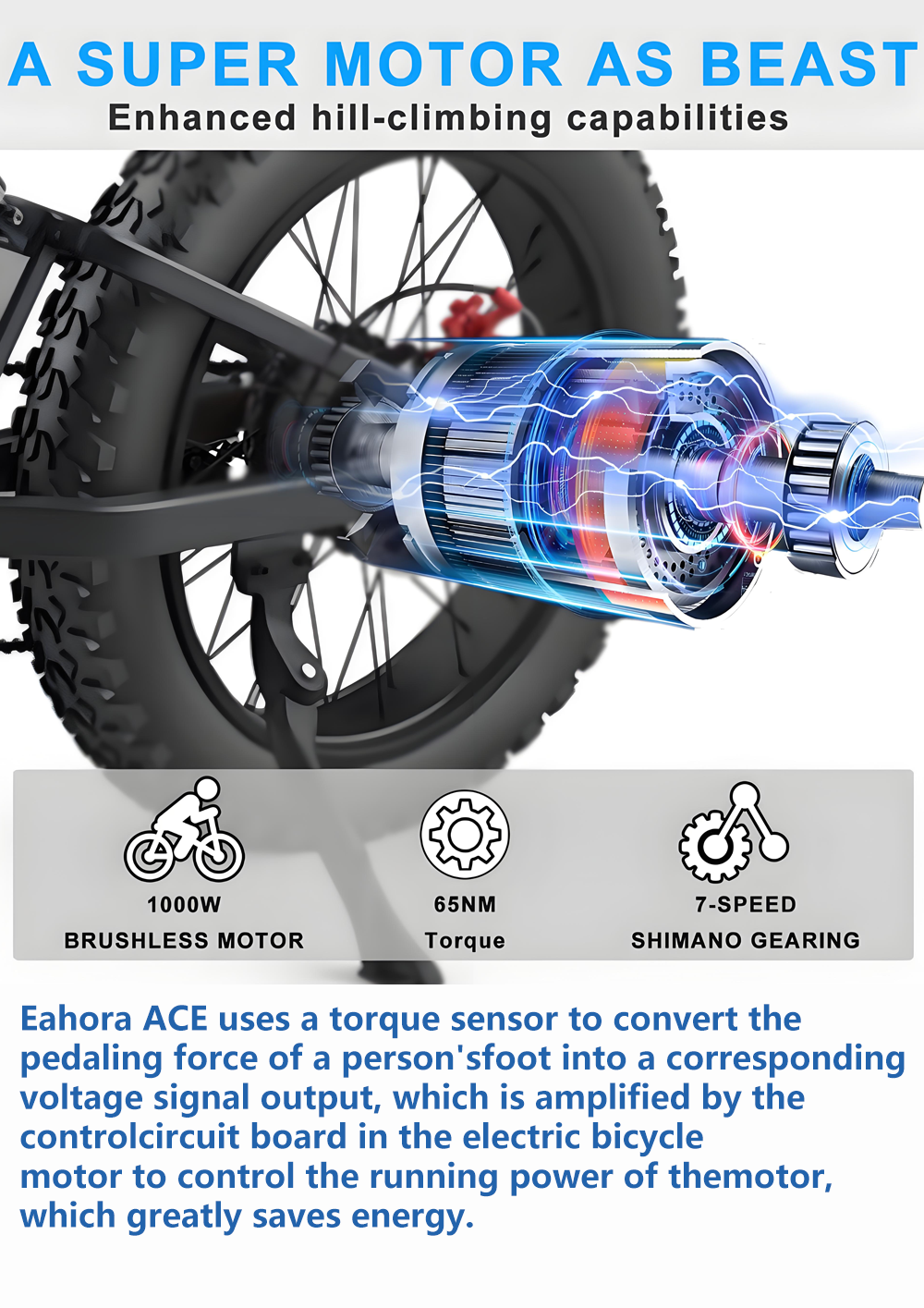 GUNAI MX25 Off-Road ElectricBike 20*4 Inch Wide Tires for Adult Fat Tires 1000W Brushless Motor 48V 25Ah Battery