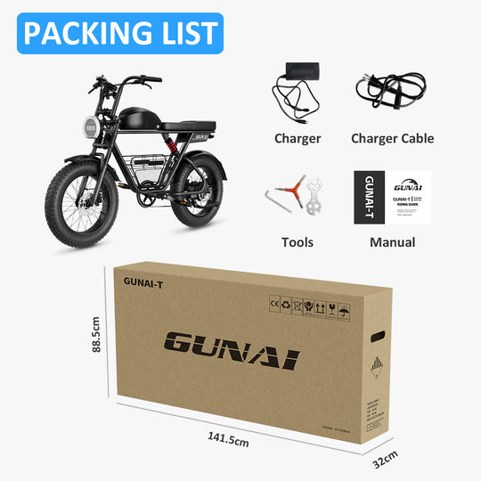 2.GUNAl-T Al-Terrain ElectricBike for Adults 20lnch Fat TireMotorcycle with 1000w Motor48V 21AH Battery and cargoBasket,Hydraulic Disc Brake